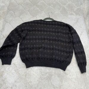 Vintage 100% Merino Wool Sweater L Made in Italy Geometric Dolman Boxy 90s